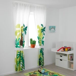 🌿🐒 IKEA DJUNGELSKOG Jungle Curtains – 2-Panel Set (Discontinued Design!) 🐒🌿